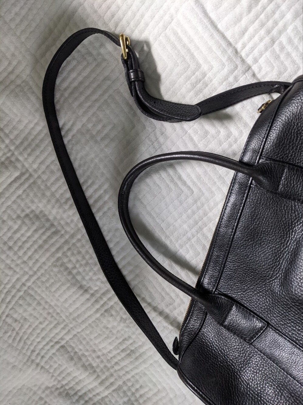 Lotuff Black Satchel Medium Leather Tote w/ Strap Customized JSG See Pictures - Picture 10 of 16